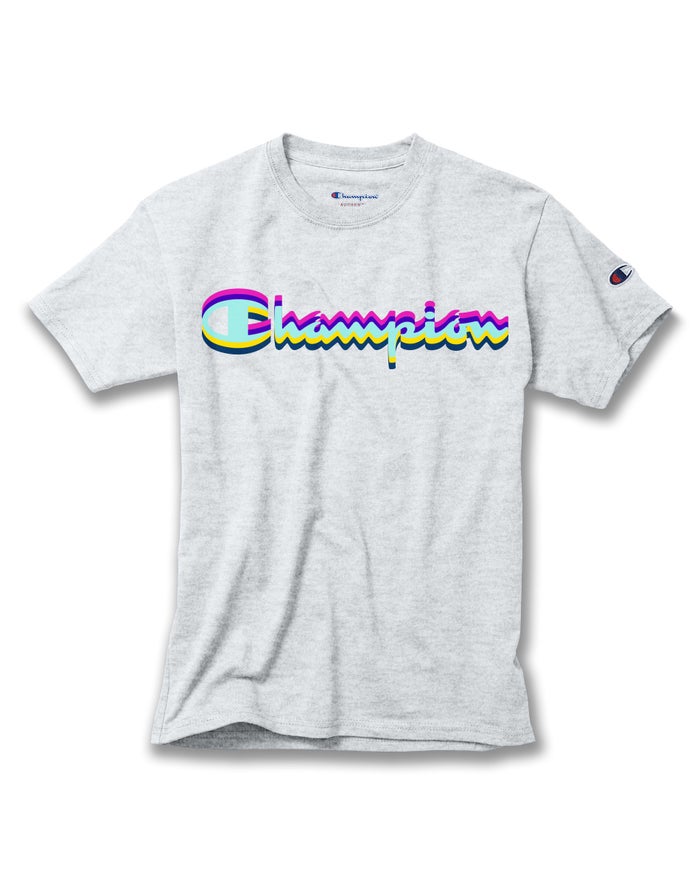 Champion Cotton Script Logo T-Shirt Meisjes - Grijs - Belgie 6042RMGAP